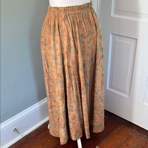 True Vintage French Creek Floral Tan leather Skirt size small